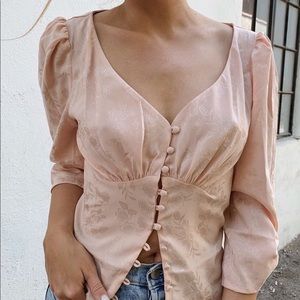 Pretty soft pink button down blouse